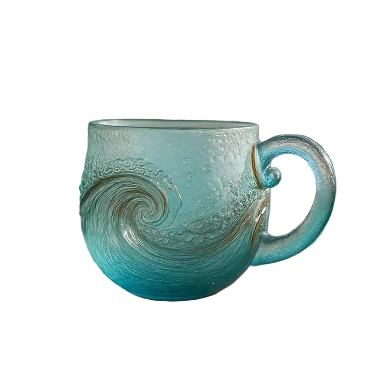 Tasse en verre transparent 300 ml avec poignée – Verre ondulé pour café et boissons chaudes ou froides