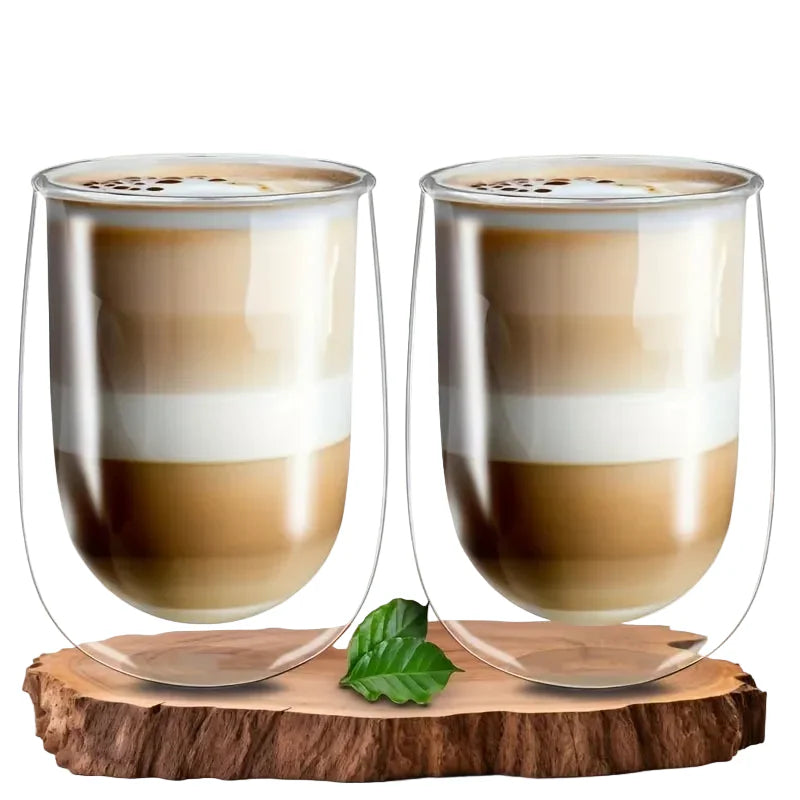 Verres double paroi en verre transparent – Tasses latte macchiato, lot de 2 ou 4 pièces