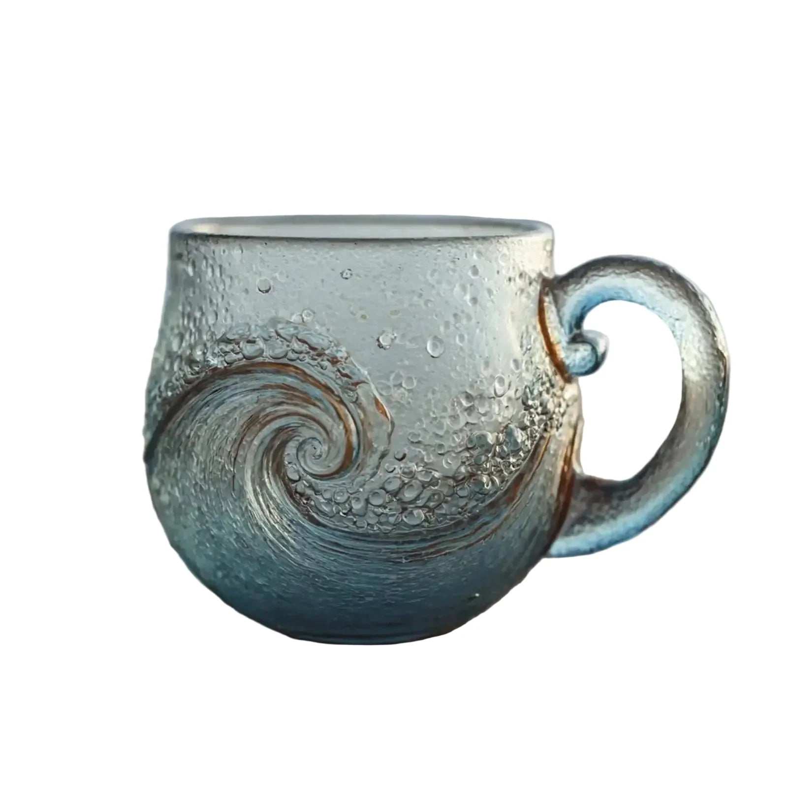 Tasse en verre transparent 300 ml avec poignée – Verre ondulé pour café et boissons chaudes ou froides