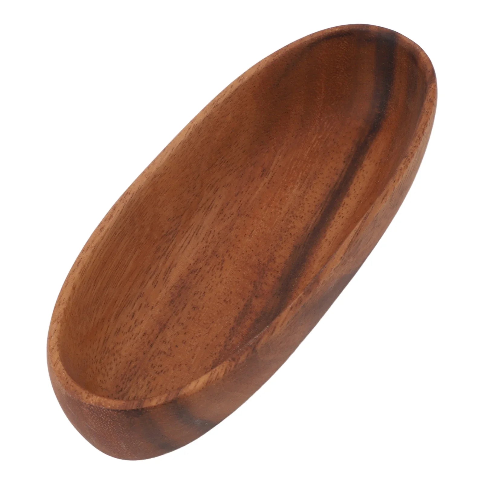 Bol à salade en bois grande capacité forme bateau – Plateau de service ovale multifonction