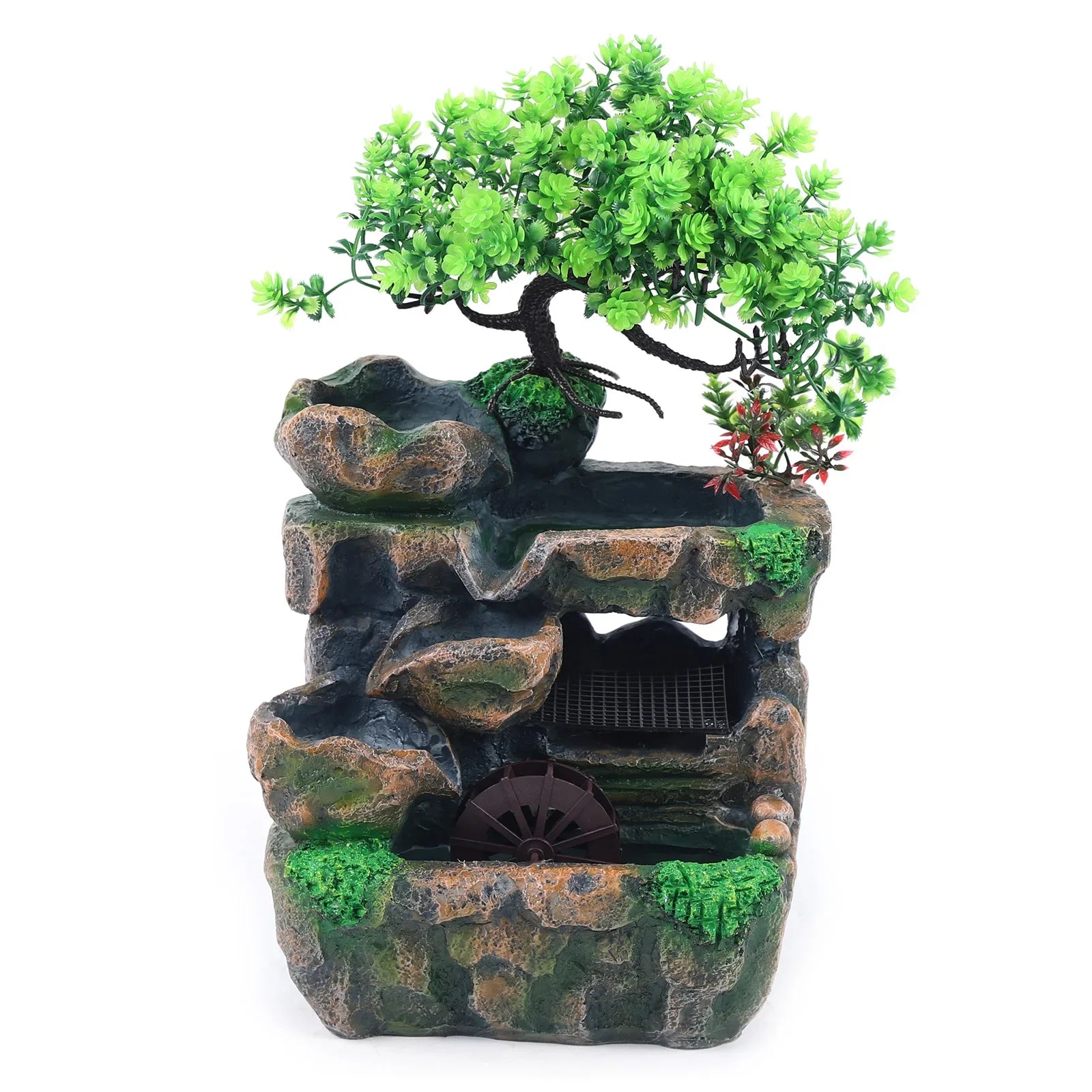 Fontaine décorative de bureau avec éclairage LED – Cascade intérieure en résine 220V