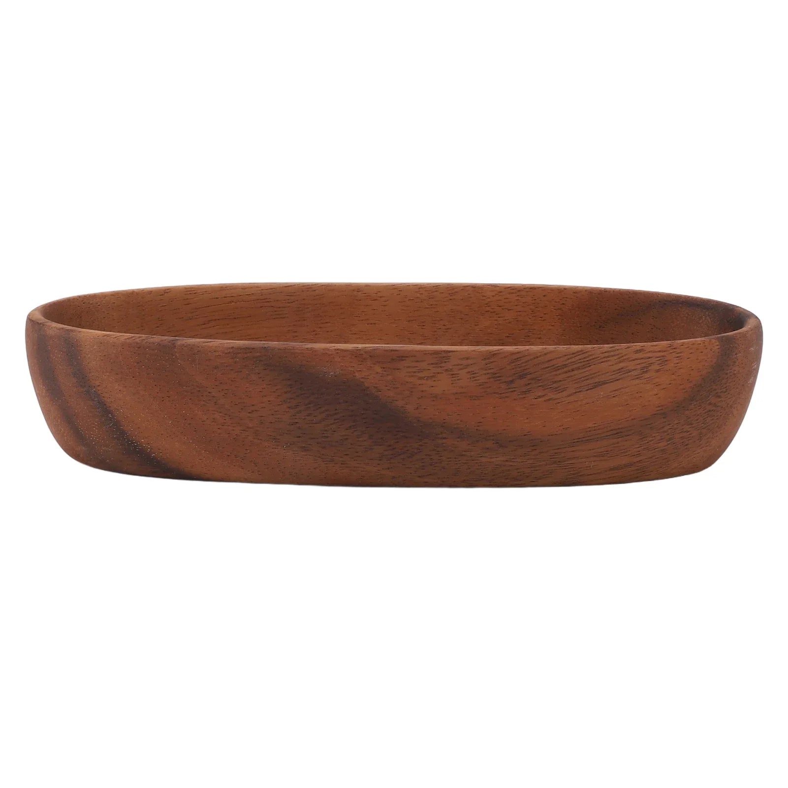 Bol à salade en bois naturel forme bateau – Saladier multifonction pour fruits, pain et desserts