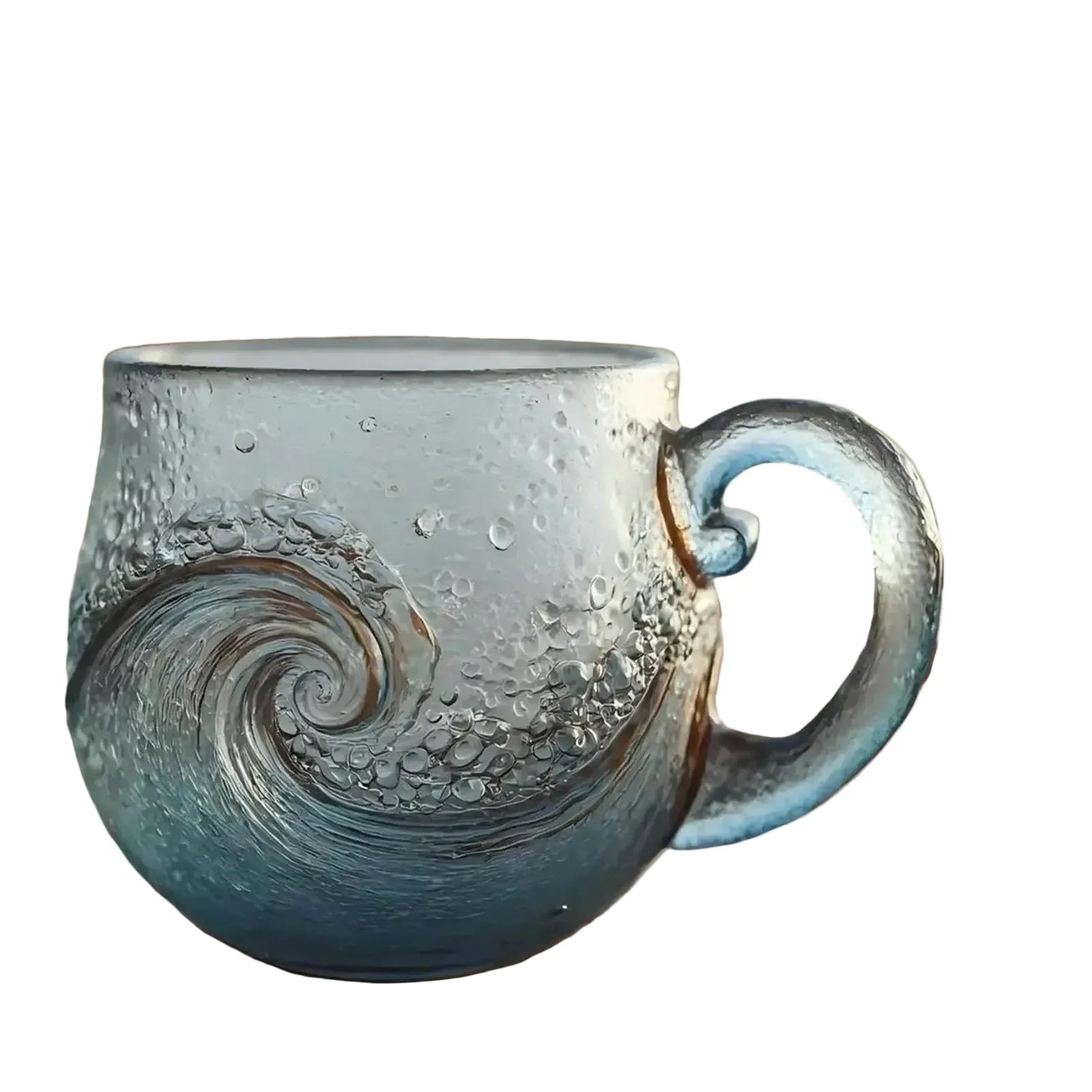 Tasse en verre transparent 300 ml avec poignée – Verre ondulé pour café et boissons chaudes ou froides