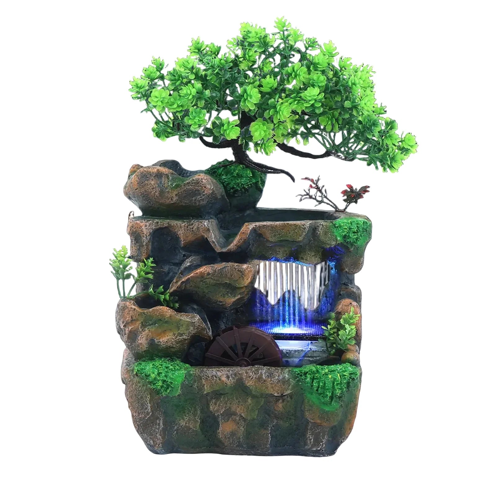Fontaine décorative de bureau avec éclairage LED – Cascade intérieure en résine 220V