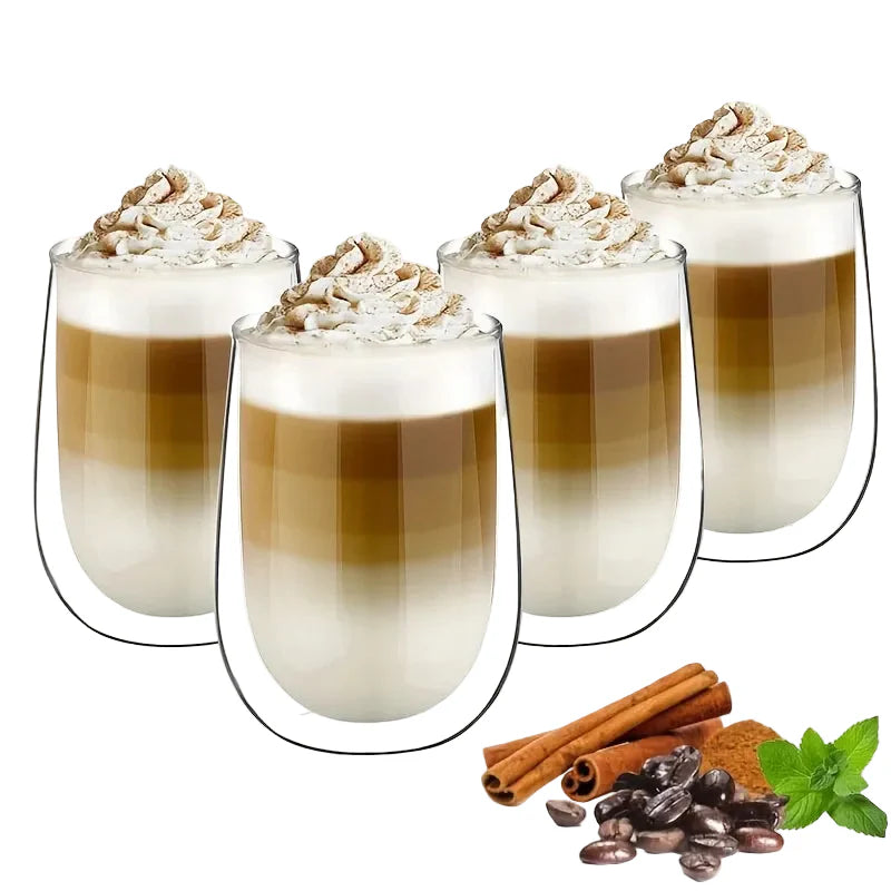 Verres double paroi en verre transparent – Tasses latte macchiato, lot de 2 ou 4 pièces